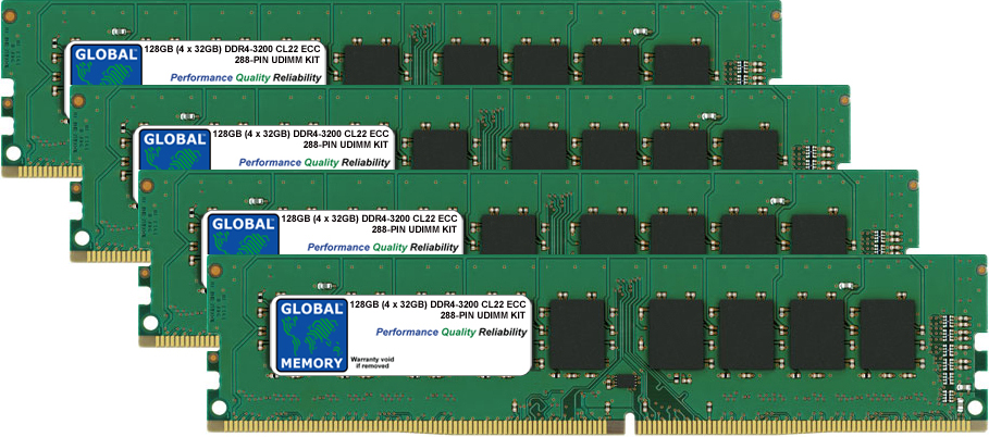 128GB (4 x 32GB) DDR4 3200MHz PC4-25600 288-PIN ECC DIMM (UDIMM) MEMORY RAM KIT FOR HEWLETT-PACKARD SERVERS/WORKSTATIONS